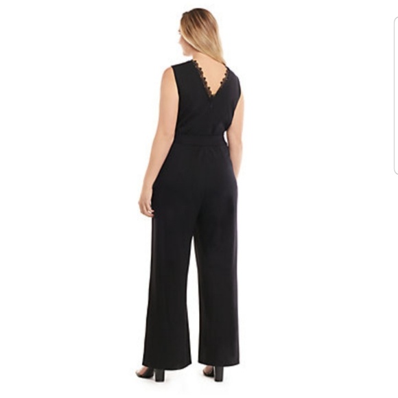 3X Plus size Lace Trim Jumpsuit - Picture 3 of 8